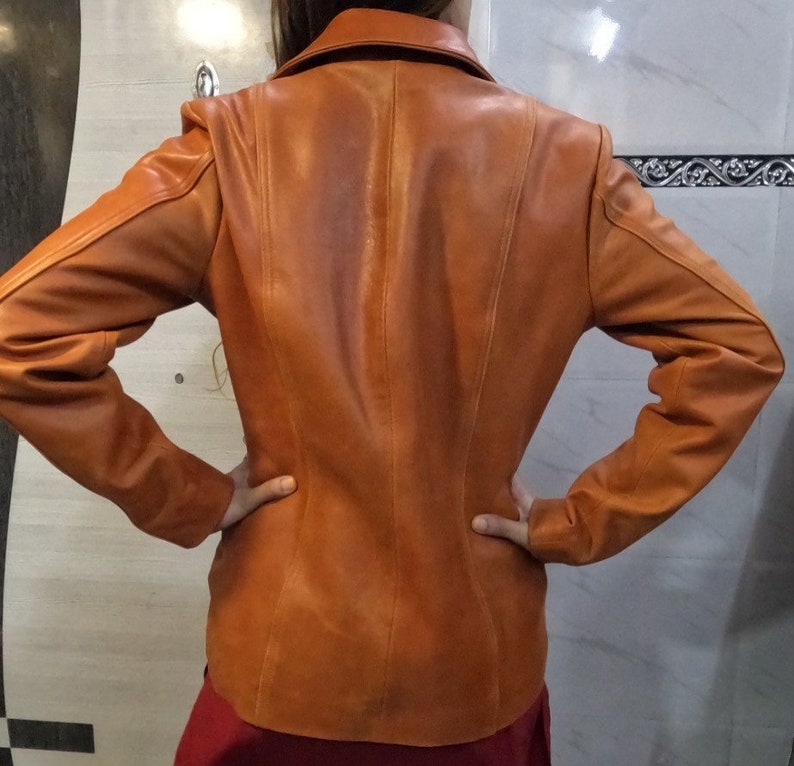 Women's Brown Leather Blazer