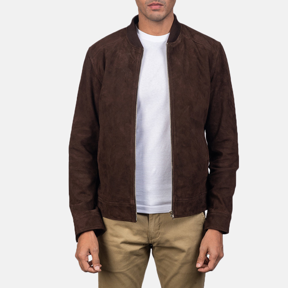 Blain Mocha Suede Bomber Jacket - Kualited