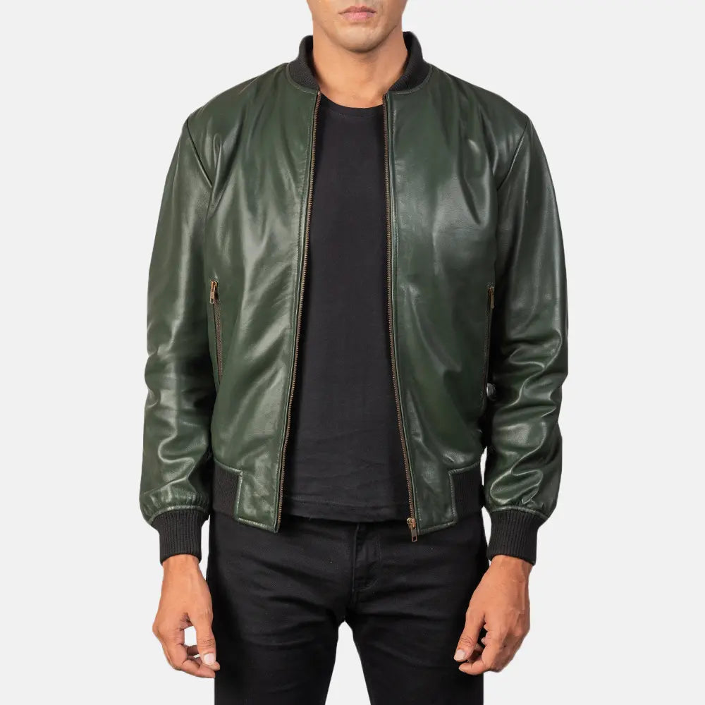 Shane Green Leather Bomber Jacket - Kualited