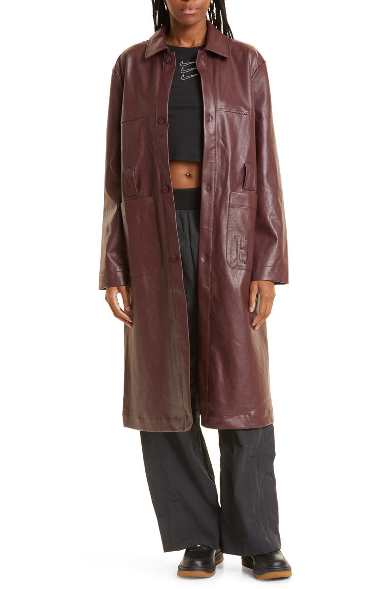 Faux Leather Trench Coat