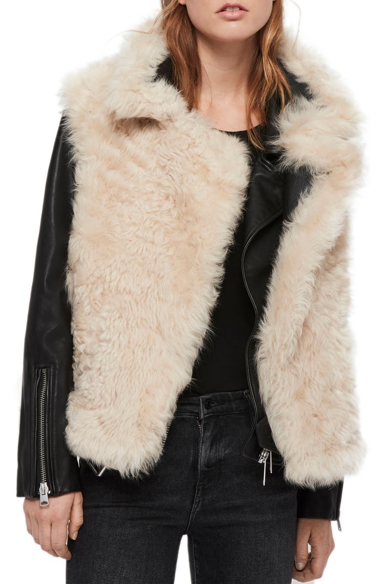 Luna 4-in-1 Genuine Shearling Biker Jacket