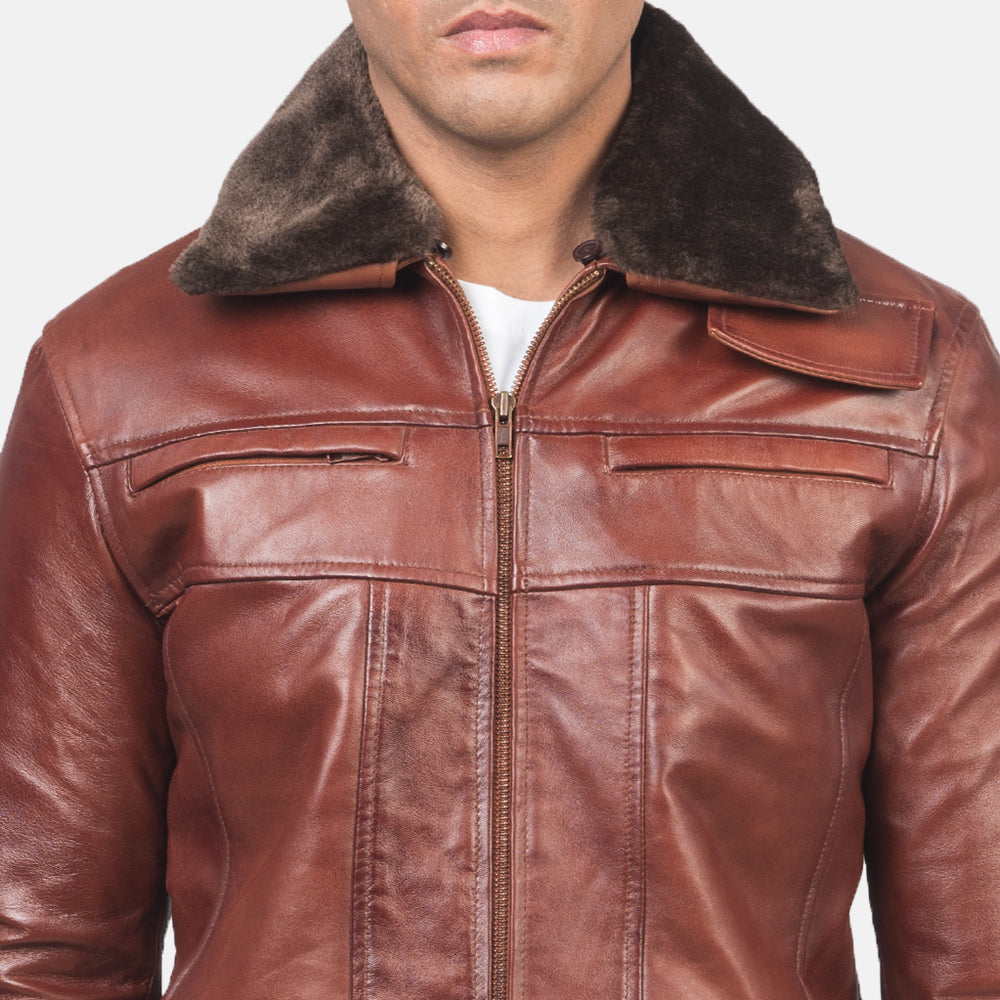 Evan Hart Fur Brown Leather Jacket - Kualited