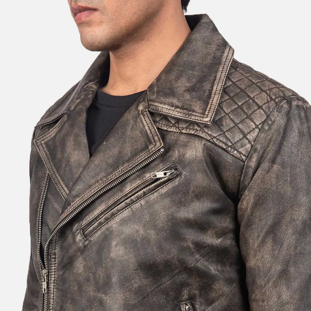 Danny Quilted Brown Leather Biker Jacket - Kualited