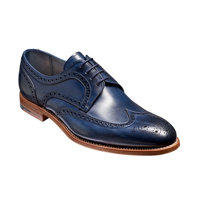 Handmade Men Derby Navy Blue Shoes, Wingtip Brogue Dress Leather Shoes