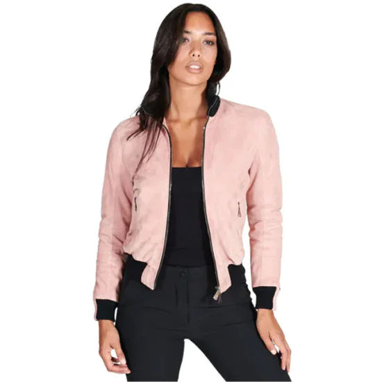 Aniyah Wynter Bomber Suede Leather Jacket