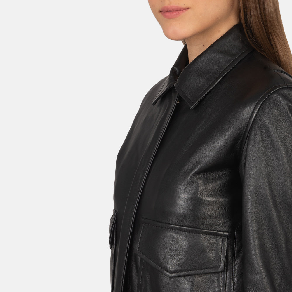 Westa A-2 Black Leather Bomber Jacket - Kualited