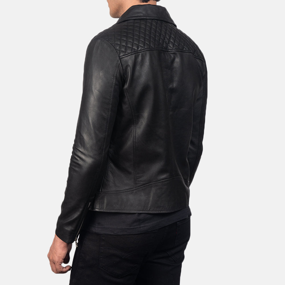 Danny Quilted Black Leather Biker Jacket - Kualited