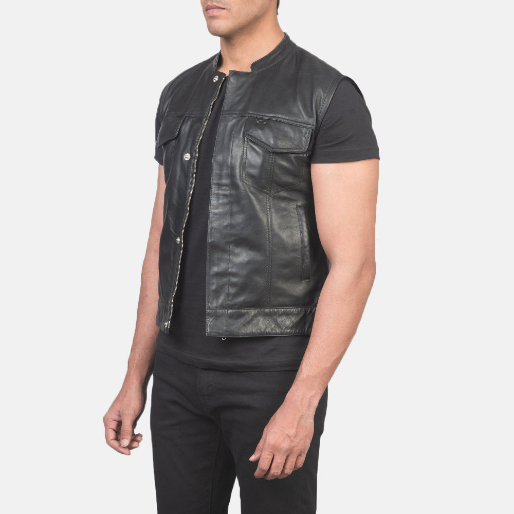 Atlas Moto Black Leather Vest