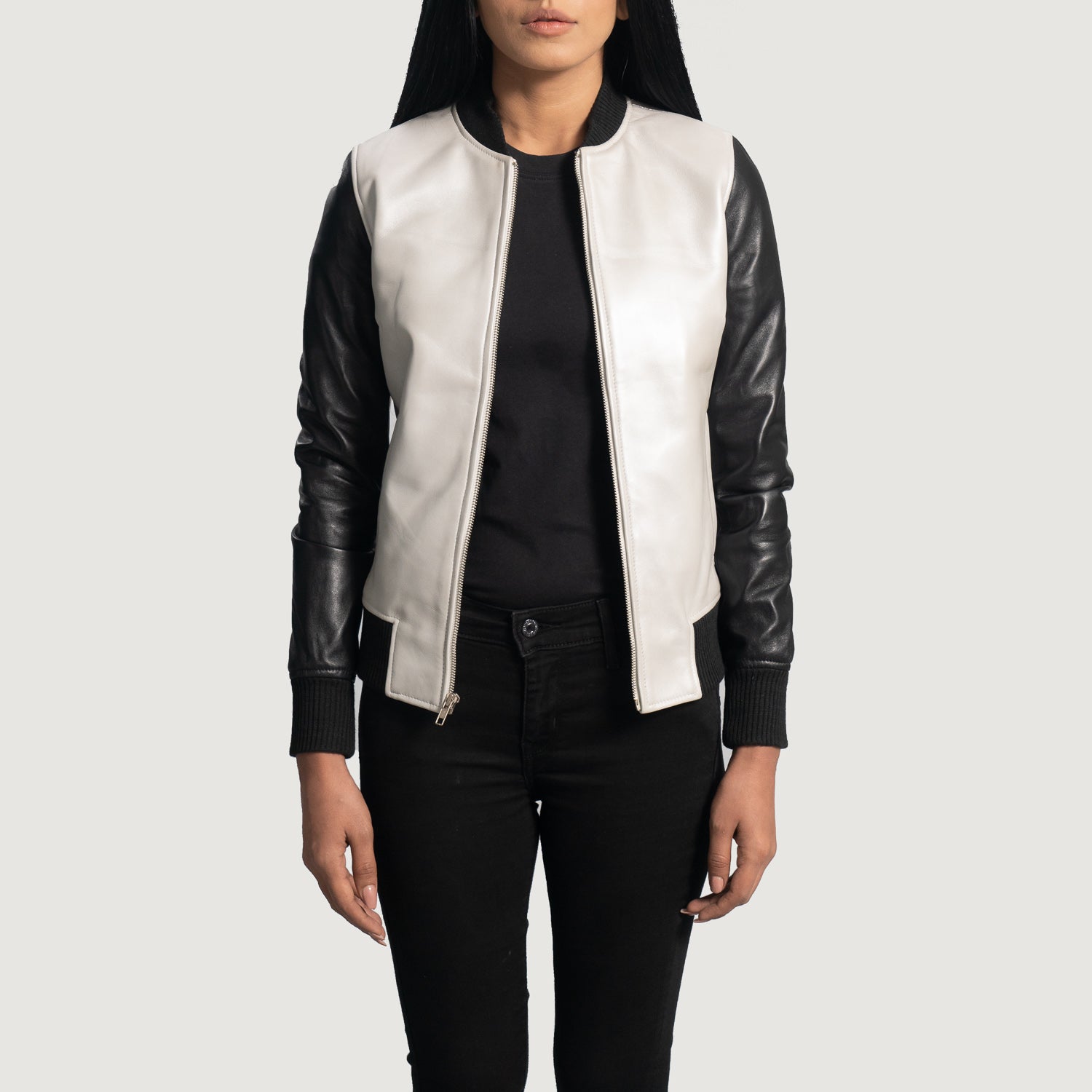 Cole Silver Leather Bomber Jacket - Kualited