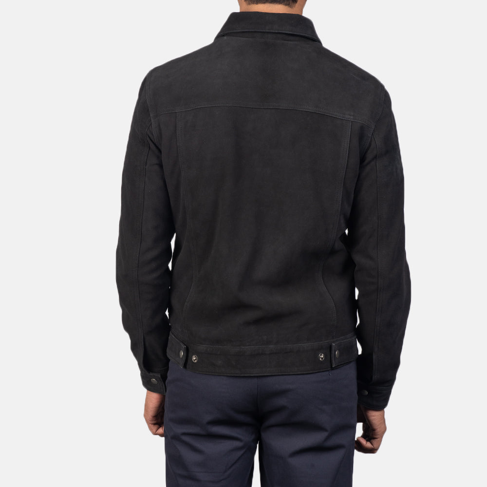 Stallon Black Suede Trucker Jacket