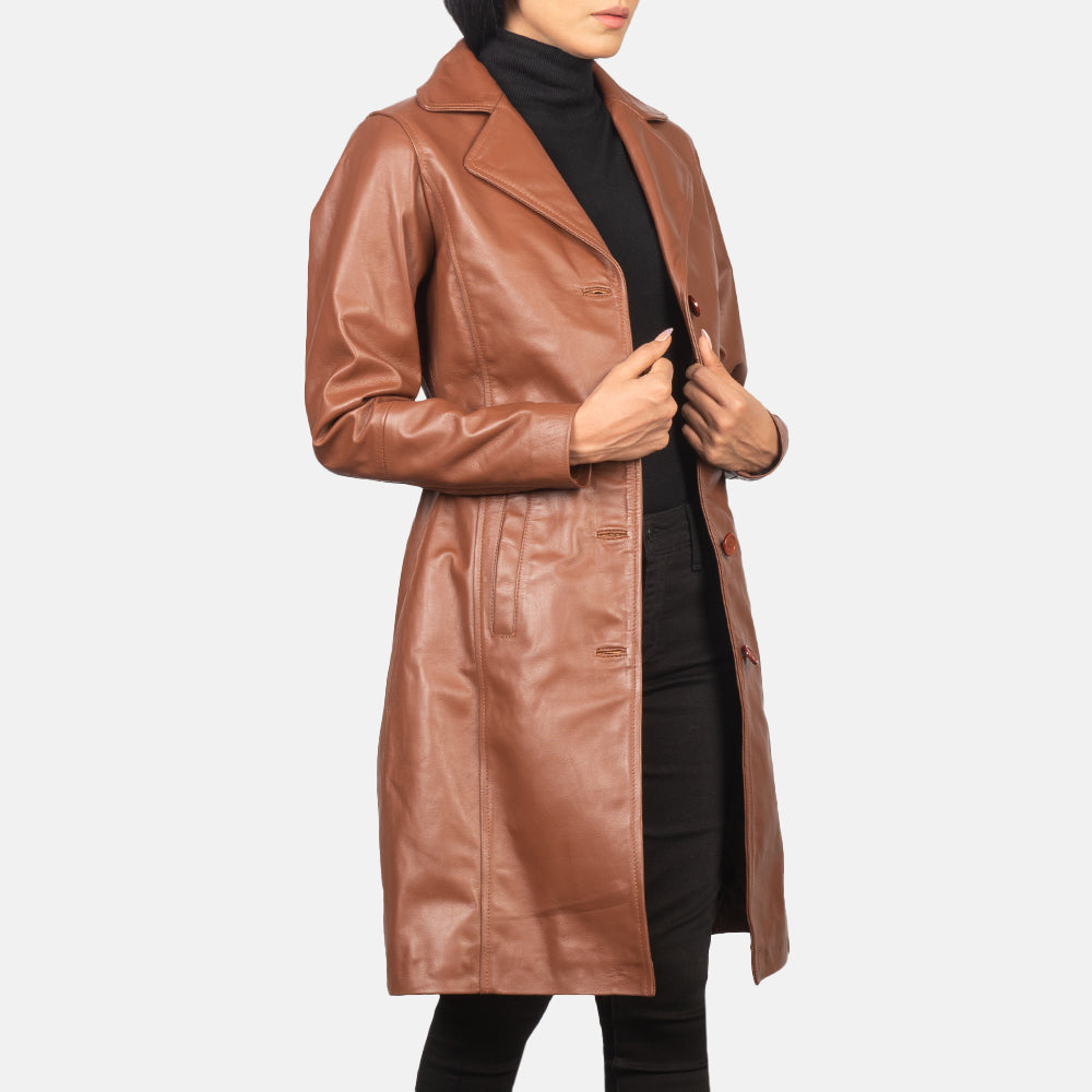 Alexis Brown Single Breasted Leather Coat - Kualited