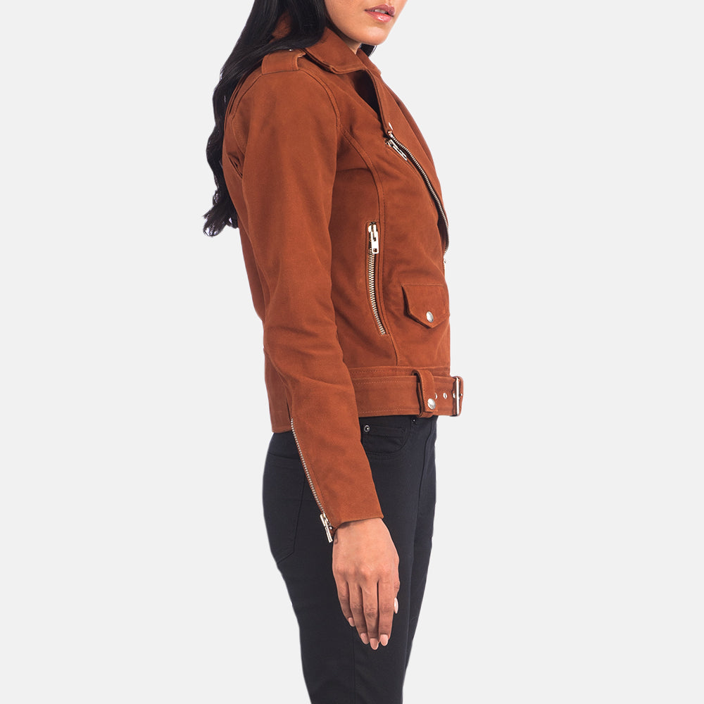 Alison Brown Suede Biker Jacket - Kualited