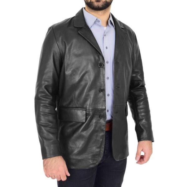 Men’s Classic Black Leather Blazer - Kualited