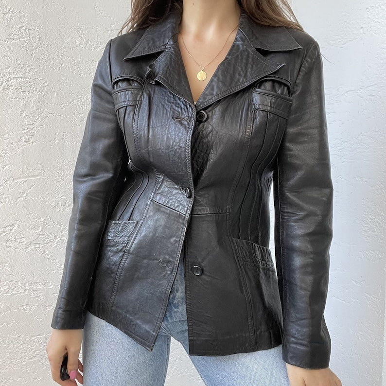 Vintage genuine leather blazer