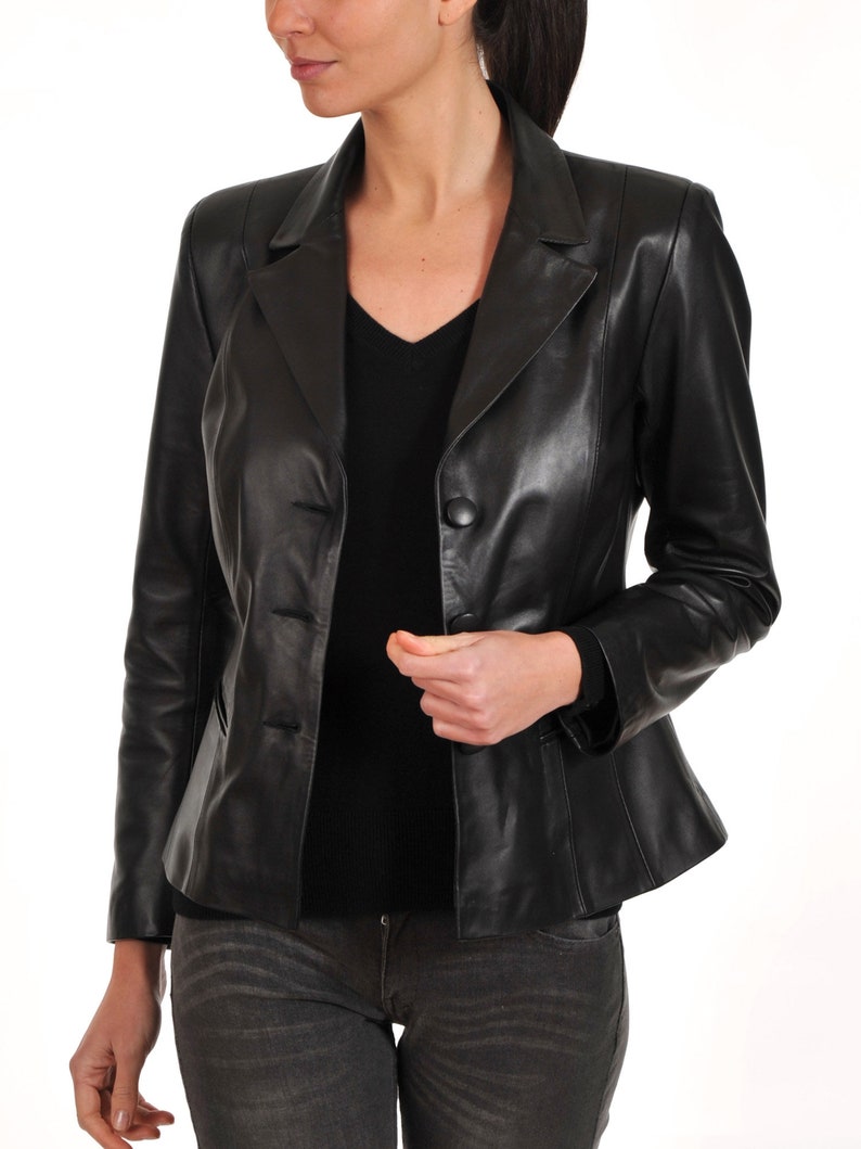 Women's Casual Lambskin Genuine Leather Blazer