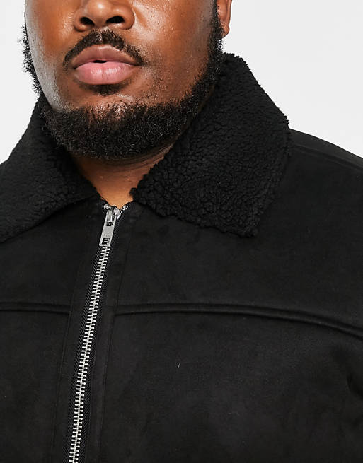 Originals Plus faux shearling fully borg lined jacket in black