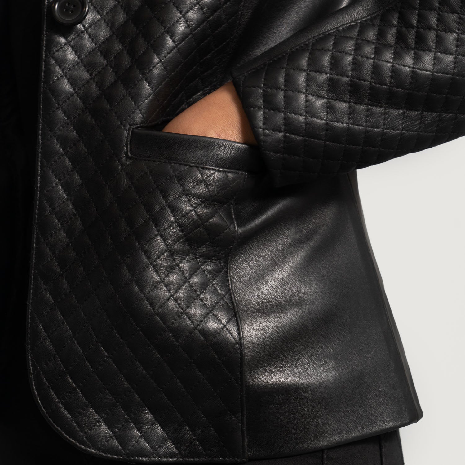 Cora Quilted Black Leather Blazer - Kualited