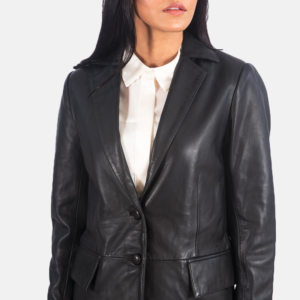 Marilyn Black Leather Blazer - Kualited