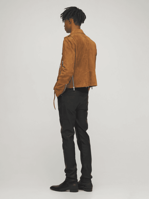 Men’s Tan Brown Suede Leather Biker Jacket - Kualited