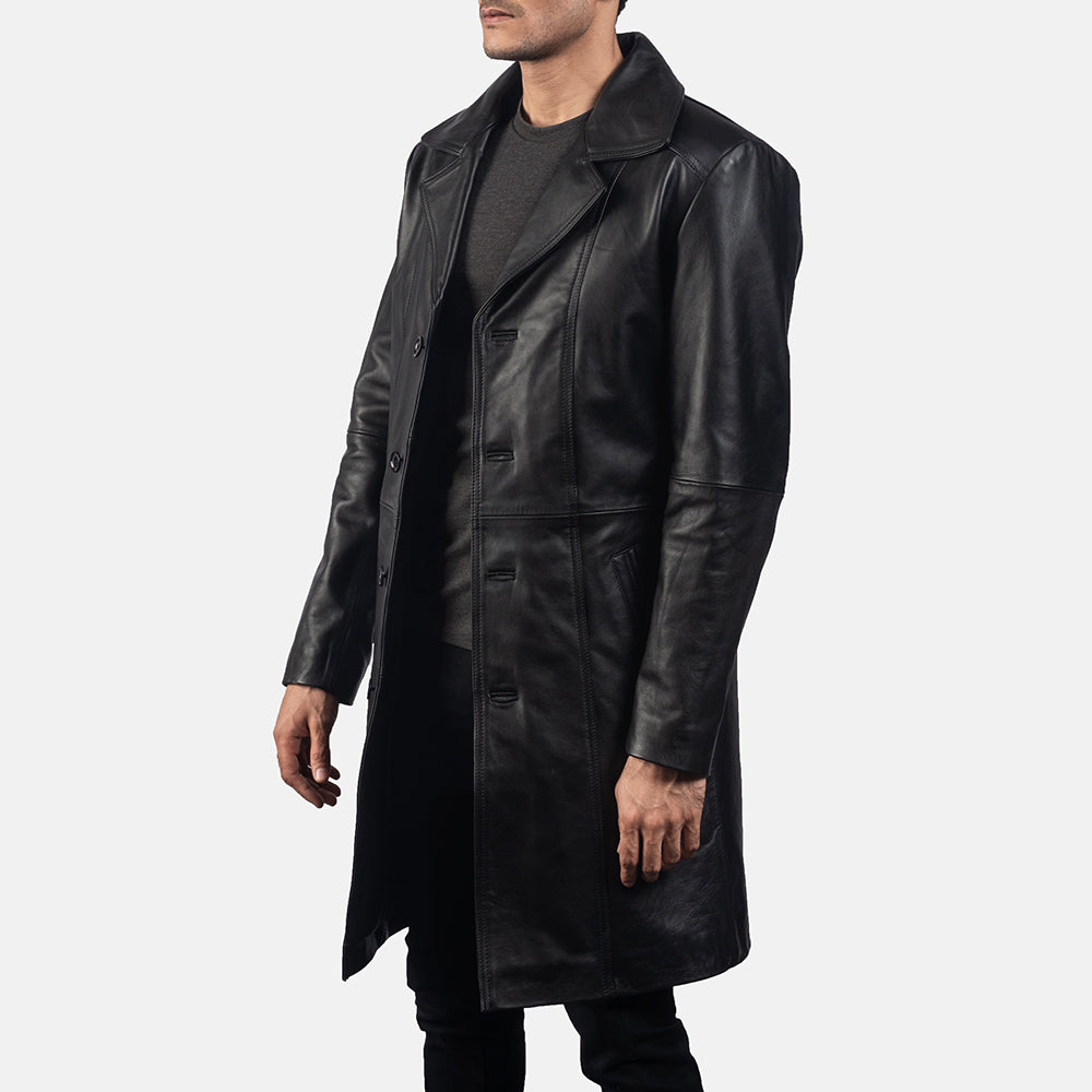 Don Long Black Leather Coat