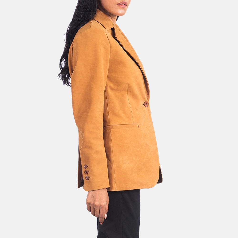 Norma Brown Nubuck Leather Blazer - Kualited