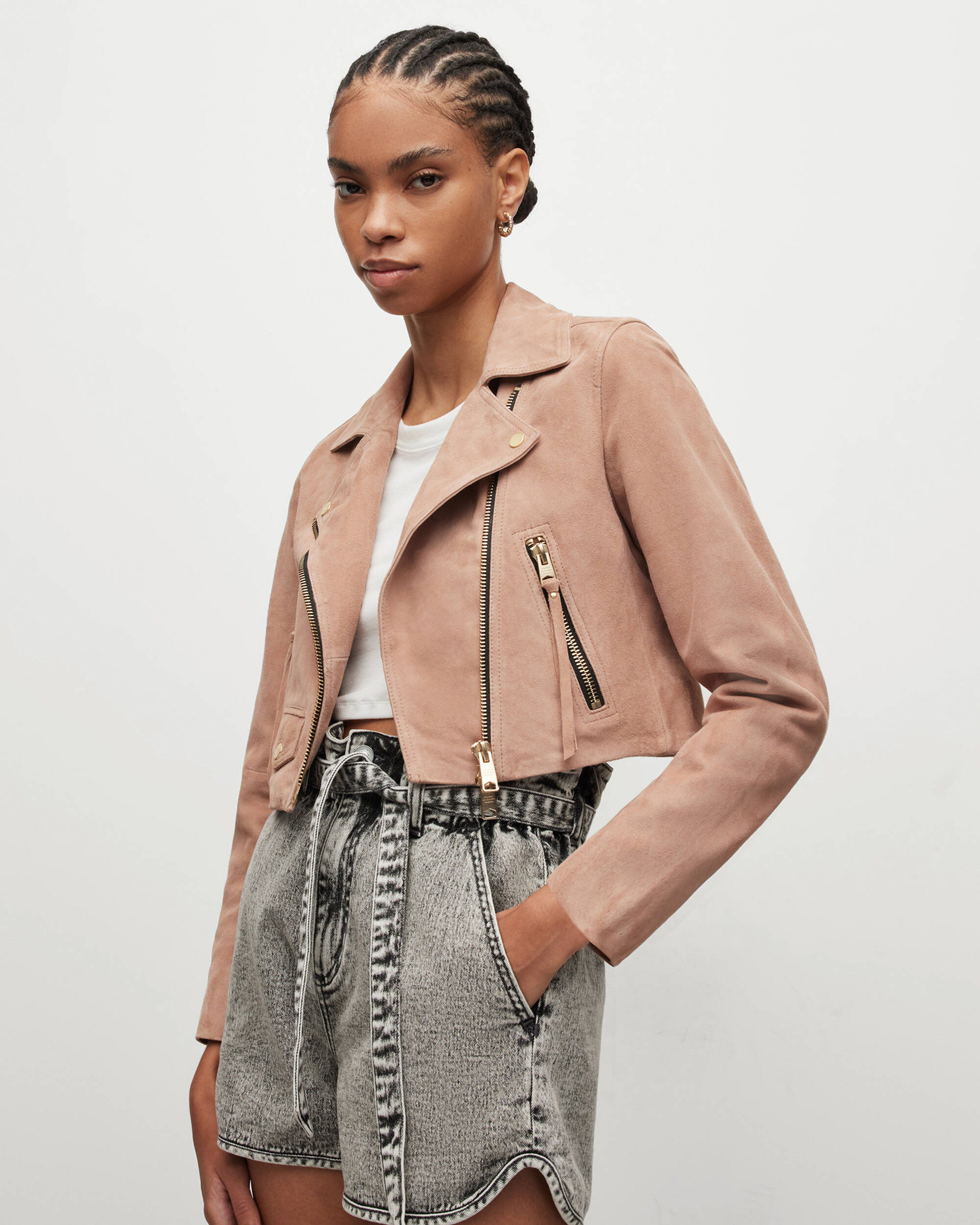 Selfridge western suedette fringe longline jacket in tan