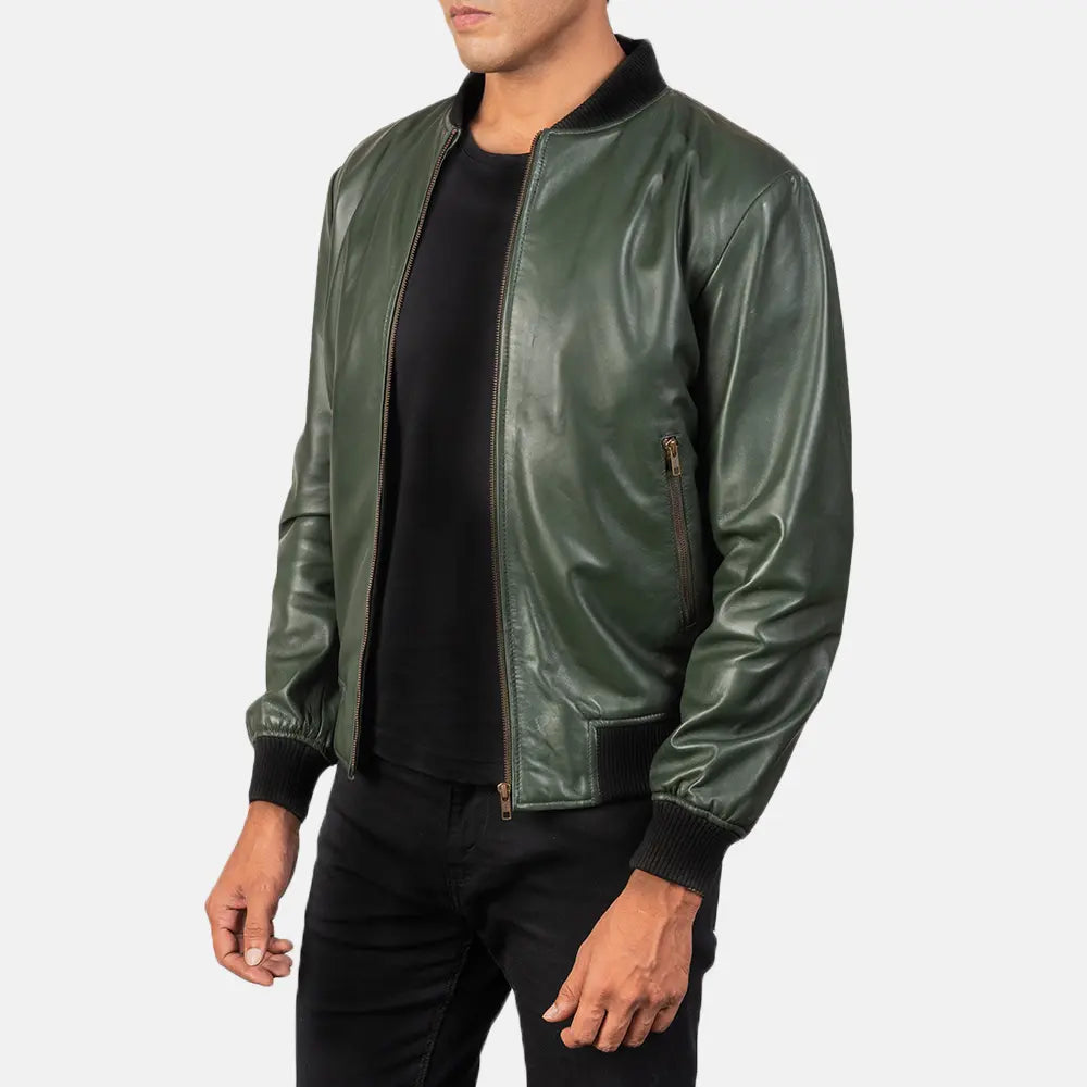 Shane Green Leather Bomber Jacket - Kualited