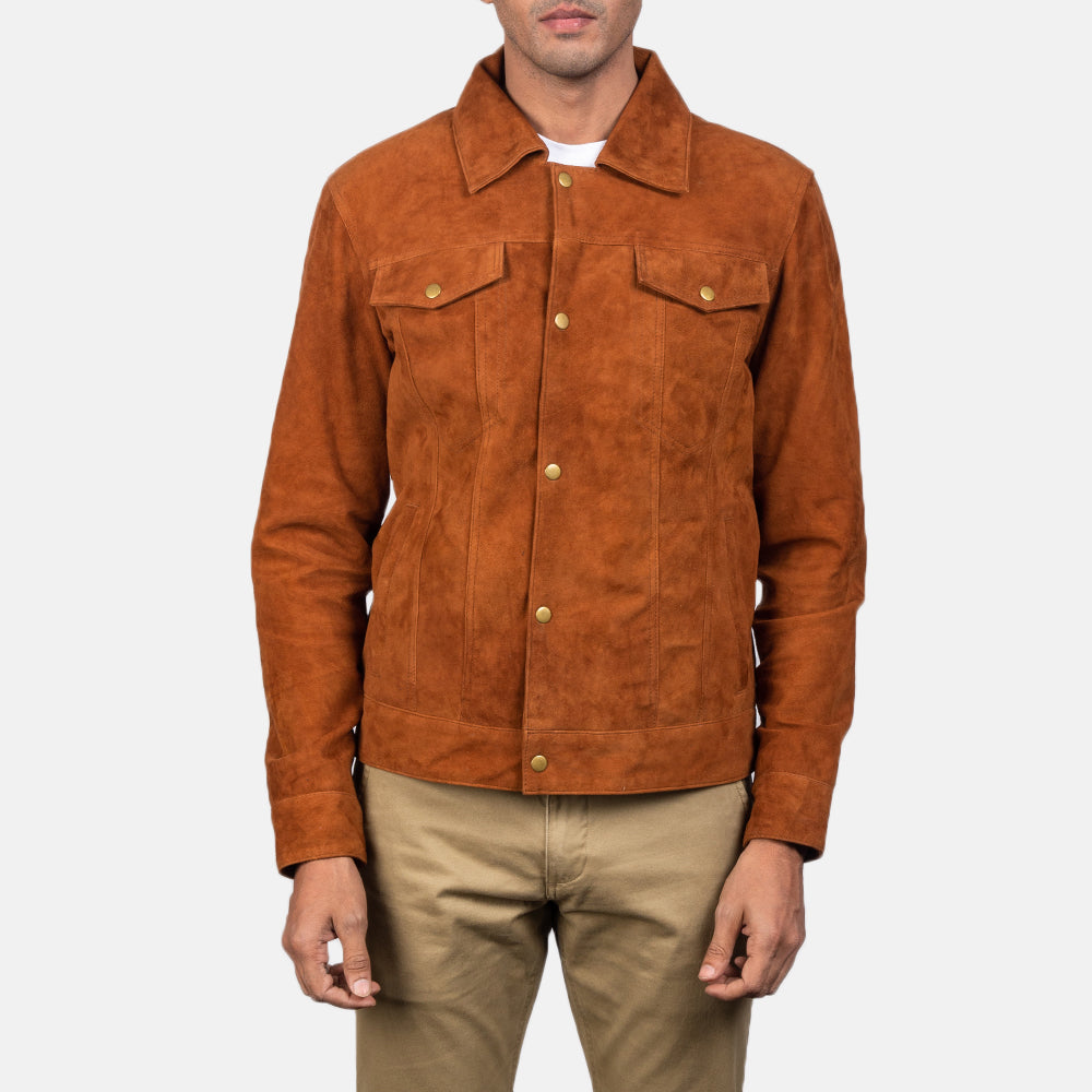 Stallon Brown Suede Trucker Jacket