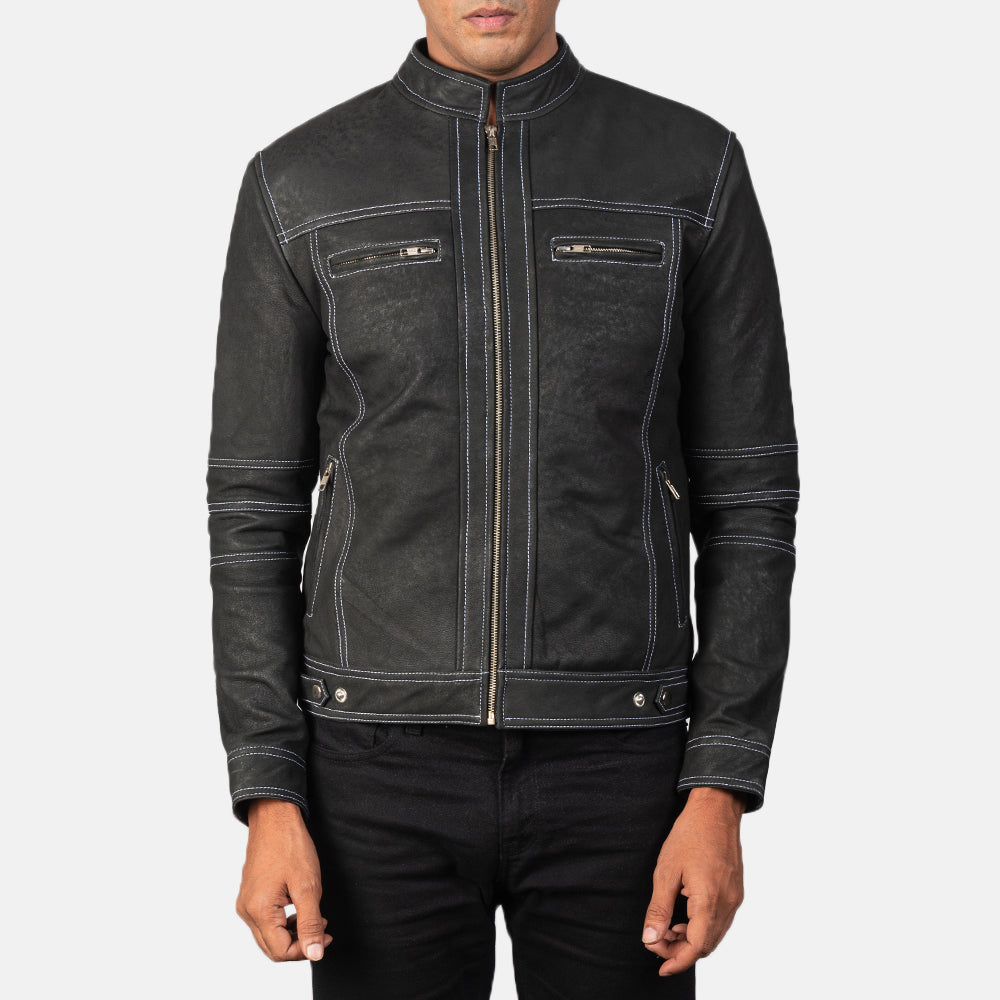 Youngster Distressed Black Leather Jacket - Kualited