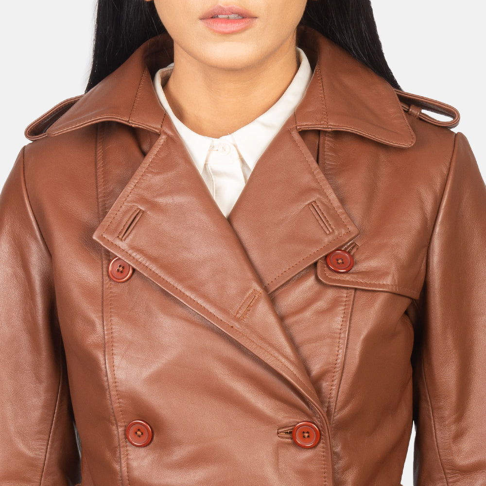 Alice Brown Double Breasted Leather Coat - Kualited