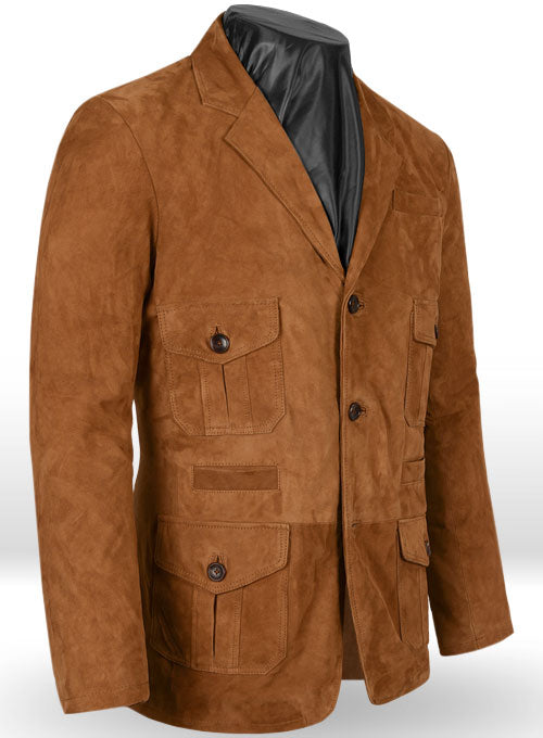 Men’s Tan Brown Suede Leather Blazer - Kualited