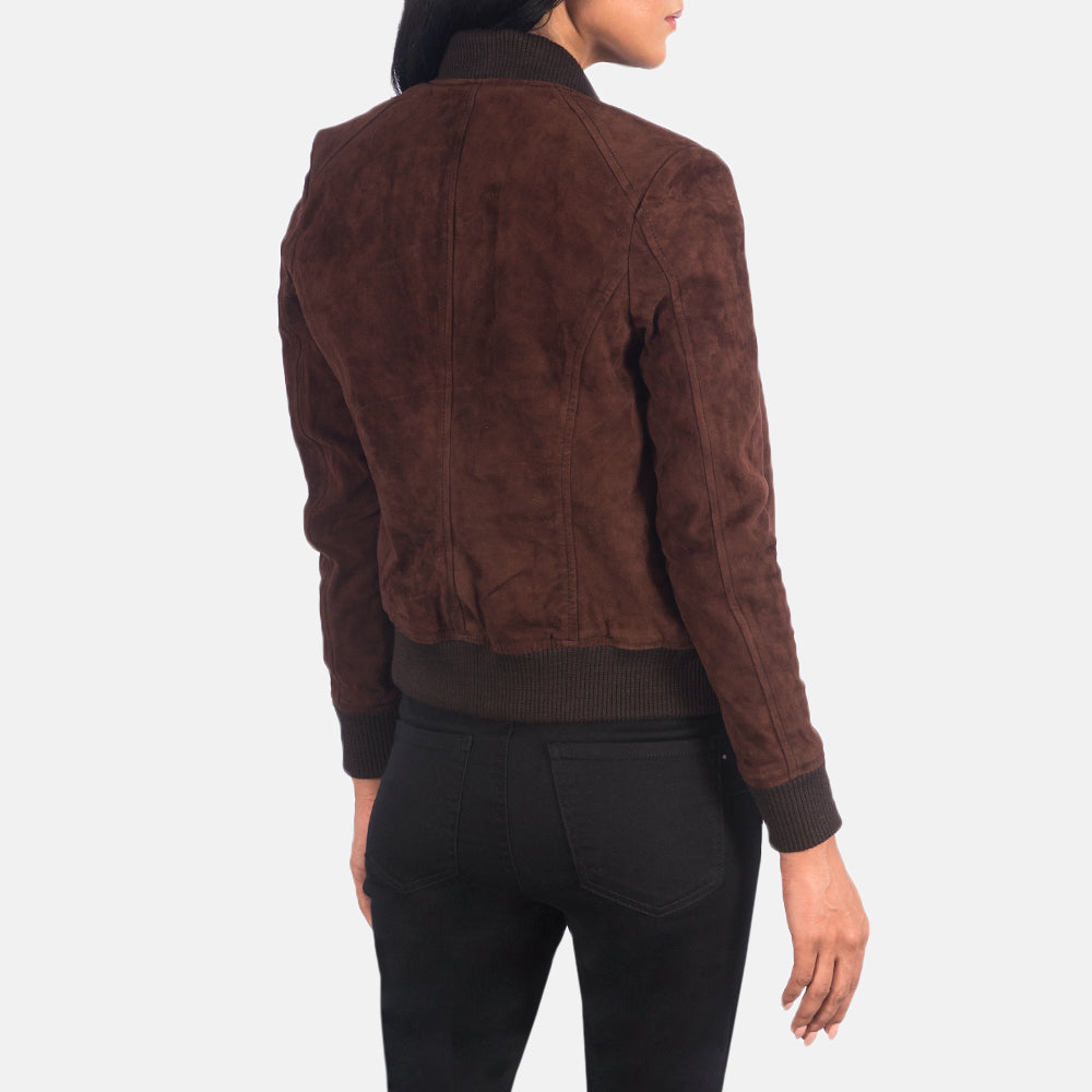 Bliss Brown Suede Bomber Jacket - Kualited