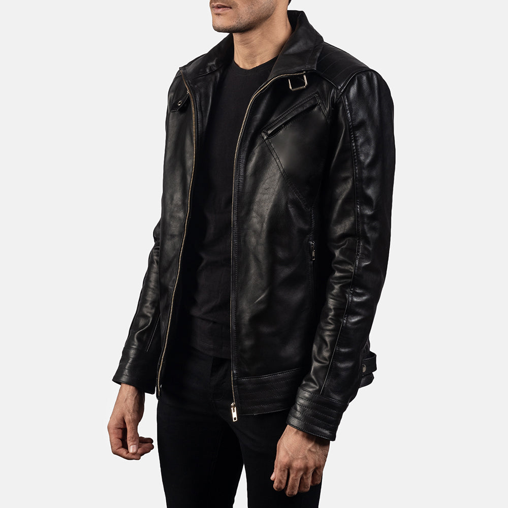 Legacy Black Leather Biker Jacket - Kualited