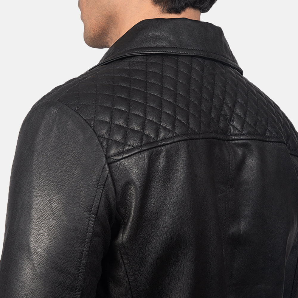 Danny Quilted Black Leather Biker Jacket