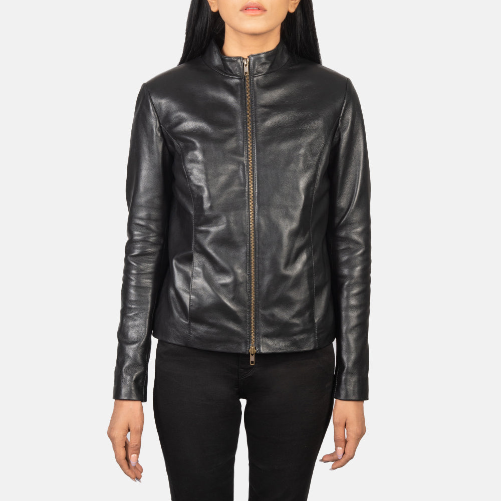 Rumella Black Leather Biker Jacket - Kualited