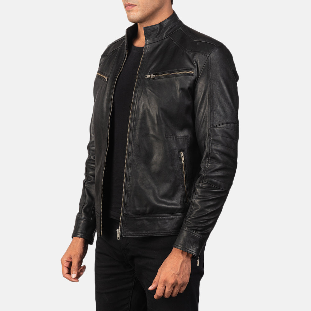 Mack Black Leather Biker Jacket