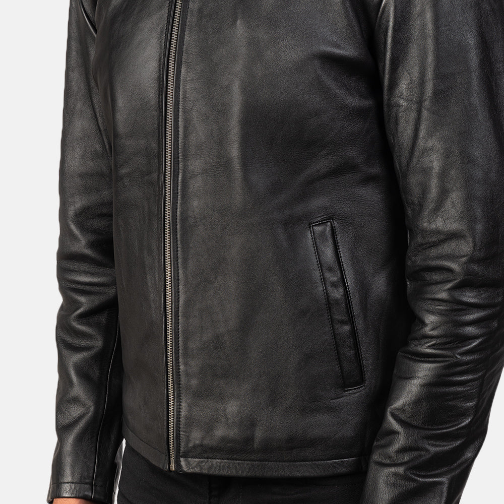 Alex Black Leather Biker Jacket - Kualited