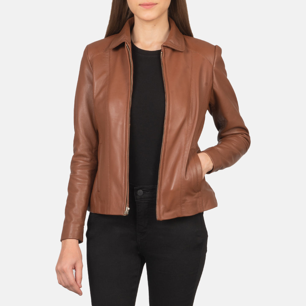 Colette Brown Leather Jacket - Kualited