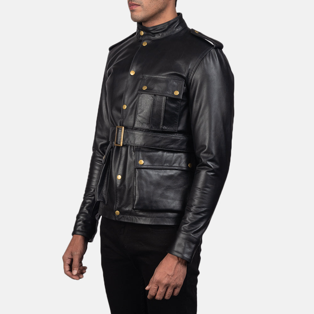 Germain Black Leather Jacket - Kualited