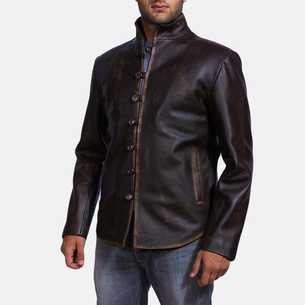 Drakeshire Brown Leather Jacket - Kualited