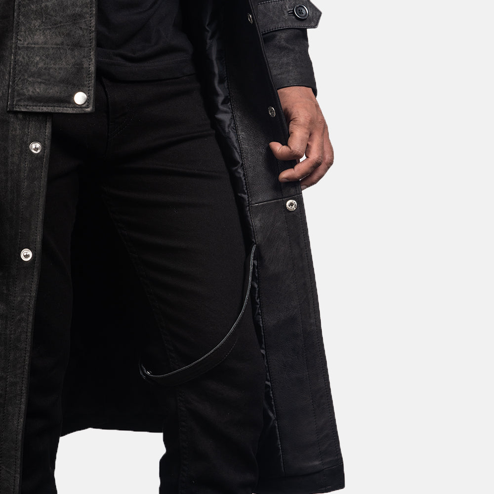 Maverick Black Leather Duster