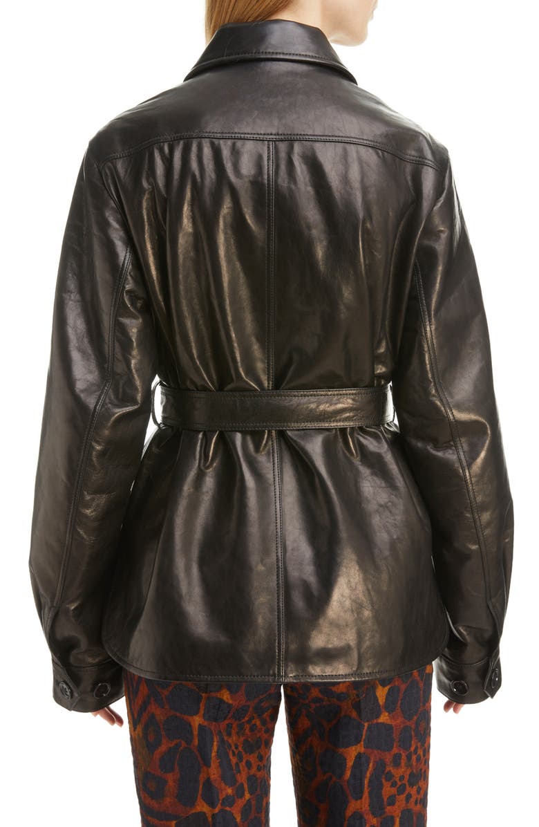 Lazan Belted Leather Shirt Jacket