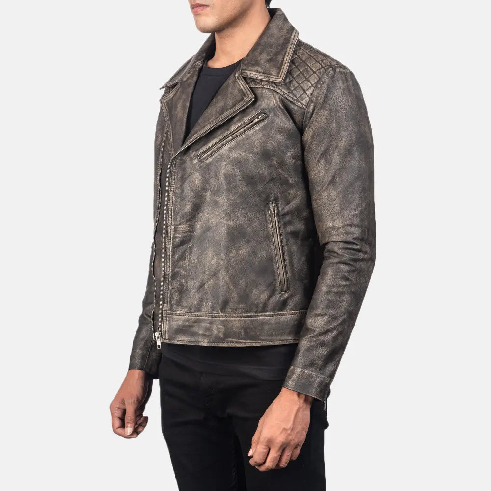 Danny Quilted Brown Leather Biker Jacket - Kualited