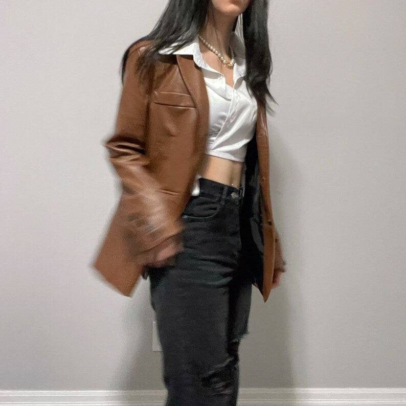 Brown Leather Blazer