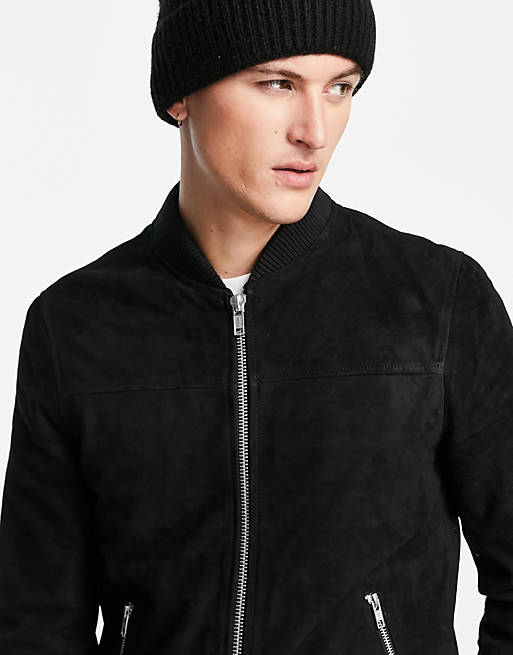 Originals suede bomber jacket in black