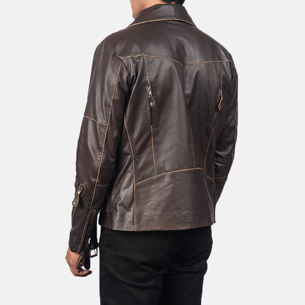 Vincent Brown Leather Biker Jacket