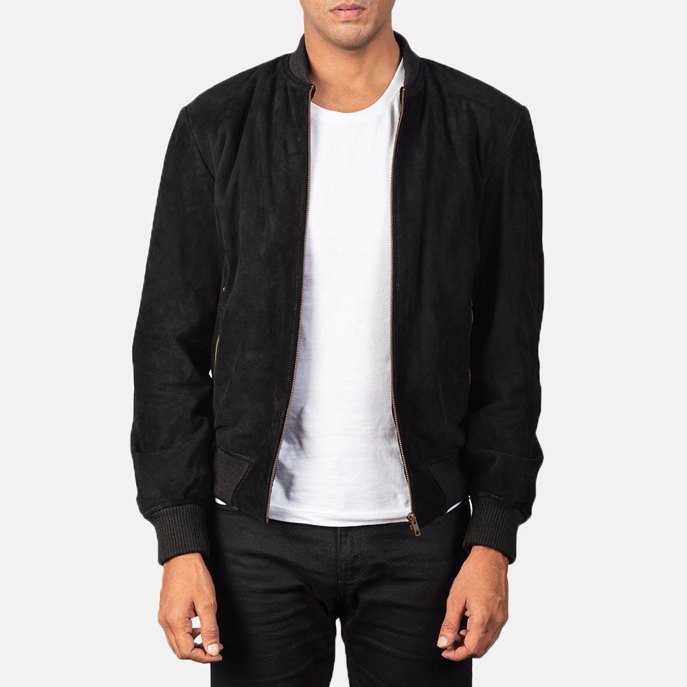 Shane Black Suede Bomber Jacket