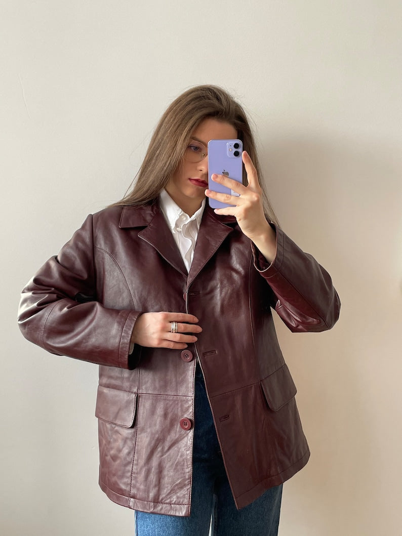 Vintage genuine leather blazer