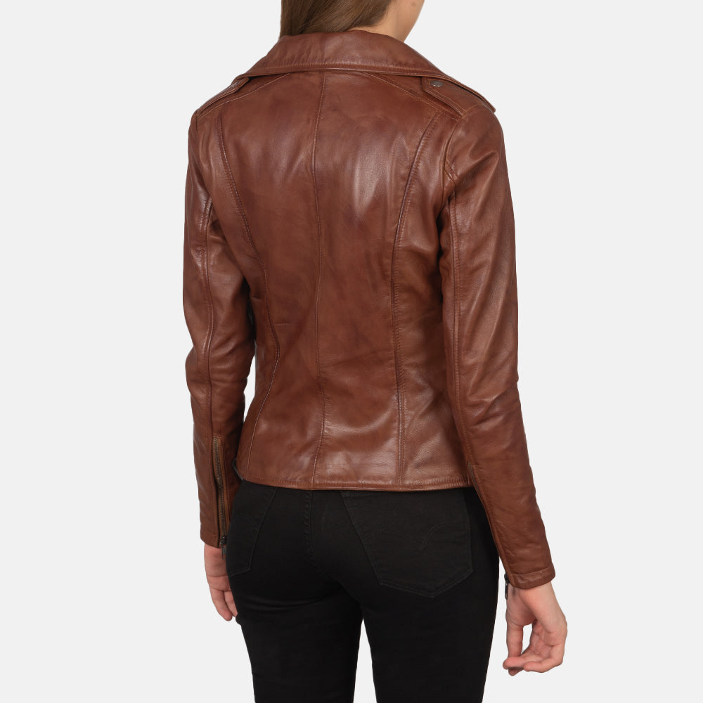 Flashback Brown Leather Biker Jacket - Kualited