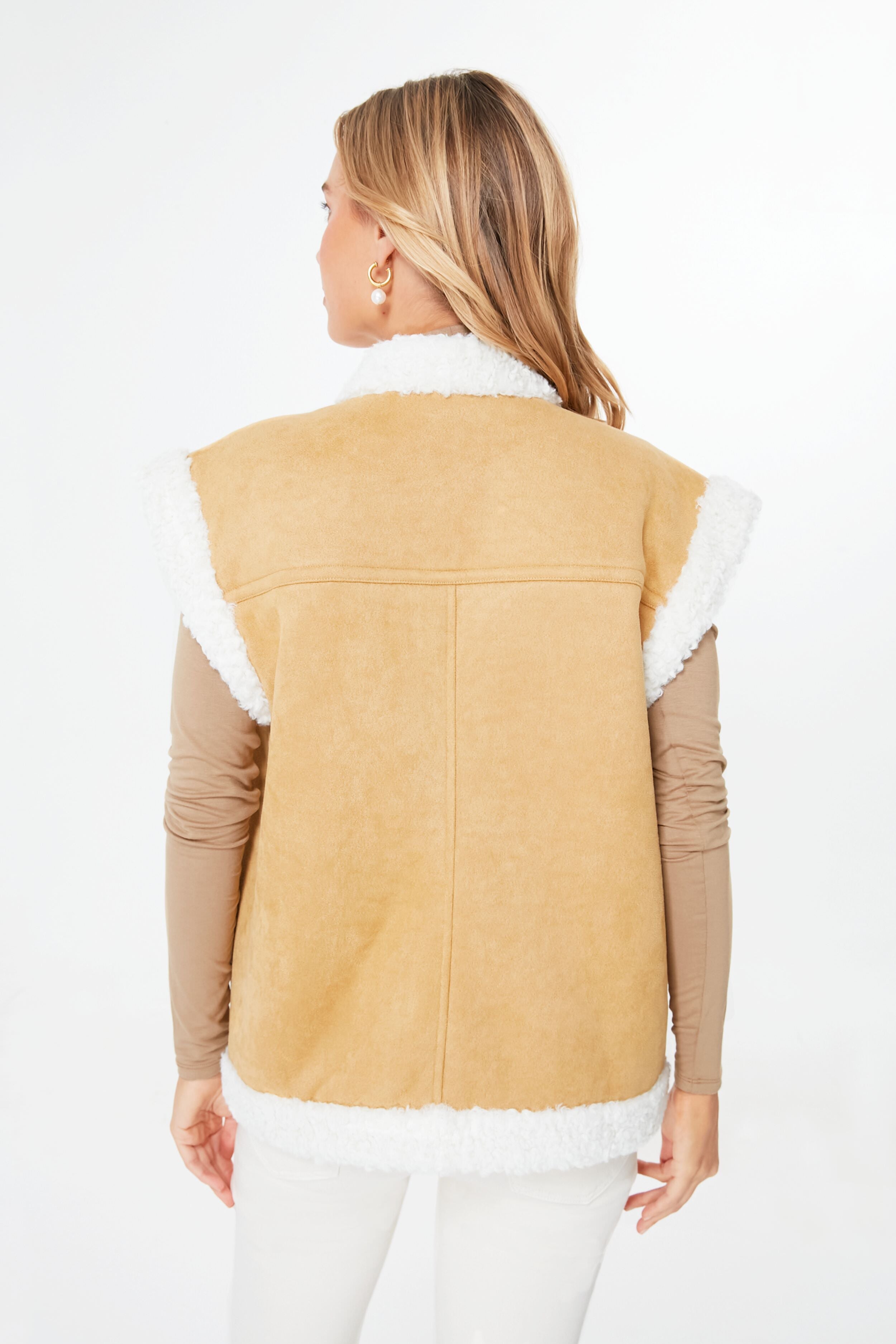 Tan Shearling Crosby Vest